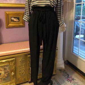 Black Paperbag Tie Pants